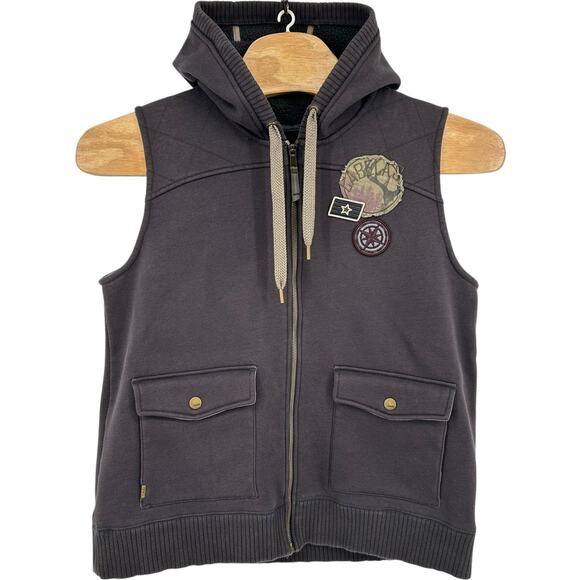 Men's Grey Cabela's Patchwork Full Zip Hoodie Sweatshirt Sherpa Vest Jacket XL - Picture 1 of 6